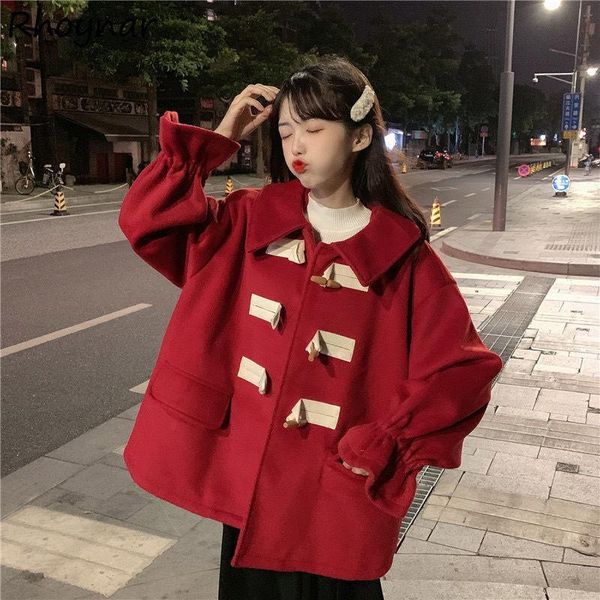 women's wool & blends women fashion winter arrival horn button tender elegant preppy style korean version comfort basic teens cozy, Black
women's wool & blends women fashion winter arrival horn button tender elegant preppy style korean version comfort basic teens cozy, Black