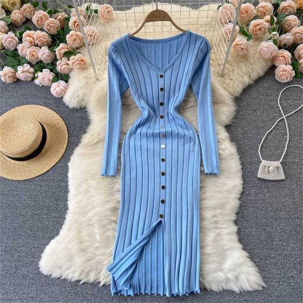 singreiny women korean knitted dress long sleeve v neck elastic slim sheath es autumn bodycon split sweater 211119, Black;gray
singreiny women korean knitted dress long sleeve v neck elastic slim sheath es autumn bodycon split sweater 211119, Black;gray
