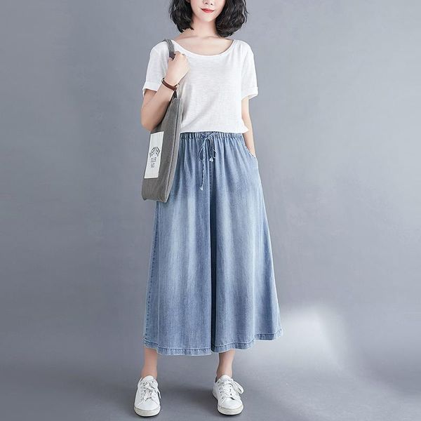 women's jeans women solid color elastic waist female summer wide leg pants thin loose plus size casual trousers, Blue
women's jeans women solid color elastic waist female summer wide leg pants thin loose plus size casual trousers, Blue