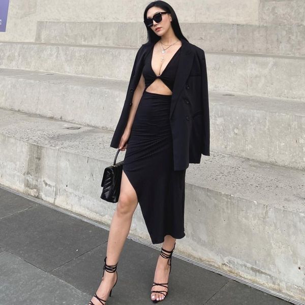 casual dresses europe fashion street shooting backless temperament slim long dress women tank vest knitting dsyy, Black;gray
casual dresses europe fashion street shooting backless temperament slim long dress women tank vest knitting dsyy, Black;gray