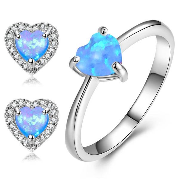 earrings & necklace boho female heart ring jewelry set fashion blue fire opal stud bridal sets for women, Silver
earrings & necklace boho female heart ring jewelry set fashion blue fire opal stud bridal sets for women, Silver