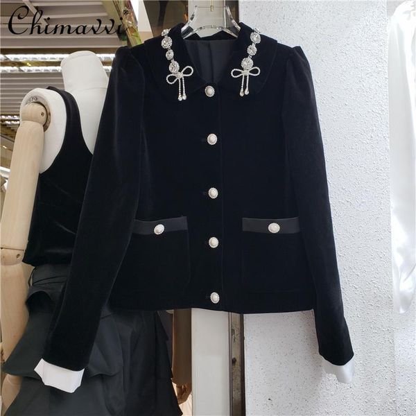 women's jackets 2021 autumn fashion velvet stitching rhinestone bow decoration short coat for women long sleeve black, Black;brown
women's jackets 2021 autumn fashion velvet stitching rhinestone bow decoration short coat for women long sleeve black, Black;brown