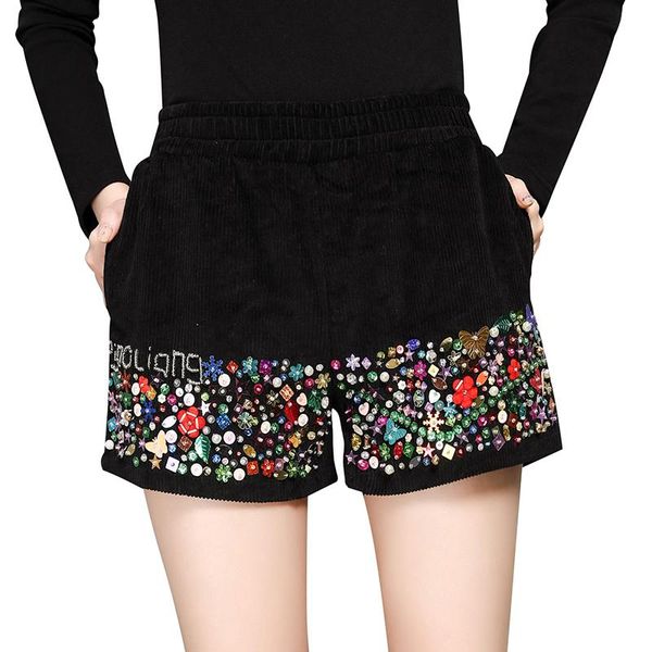 women's shorts women black corduroy casual colorful butterfly pentagram snowflake sequins female elastic waist loose short pants, White;black
women's shorts women black corduroy casual colorful butterfly pentagram snowflake sequins female elastic waist loose short pants, White;black
