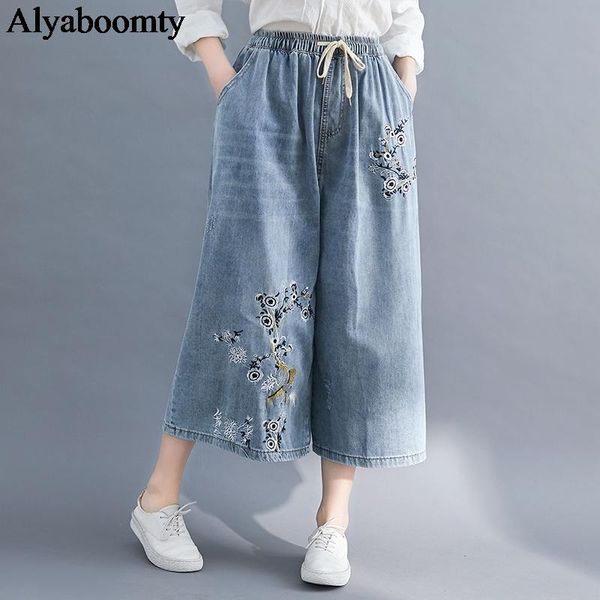 women's jeans 2021 spring summer plus size women wide leg elastic waist blue ripped pockets loose capris floral embroidery denim
women's jeans 2021 spring summer plus size women wide leg elastic waist blue ripped pockets loose capris floral embroidery denim