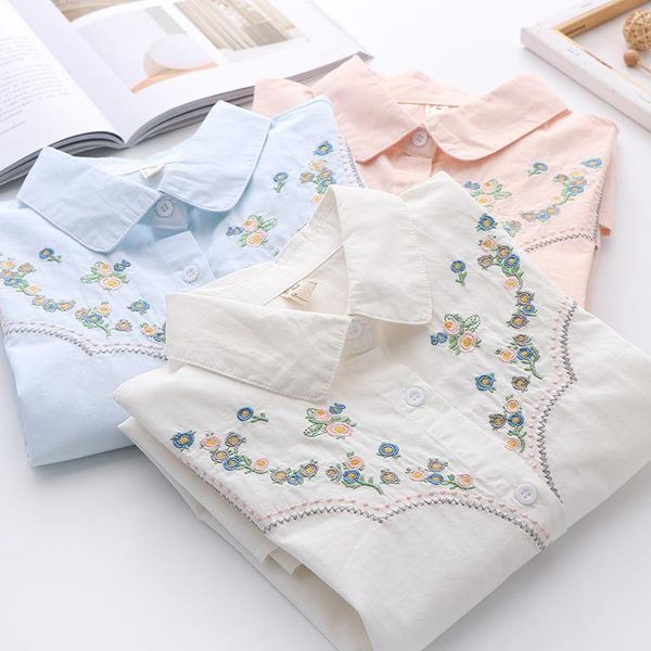 women's blouses & shirts summer 2021 women vintage embroidery loose blouse long sleeve cotton female casual turn down collar blusas q56, White
women's blouses & shirts summer 2021 women vintage embroidery loose blouse long sleeve cotton female casual turn down collar blusas q56, White