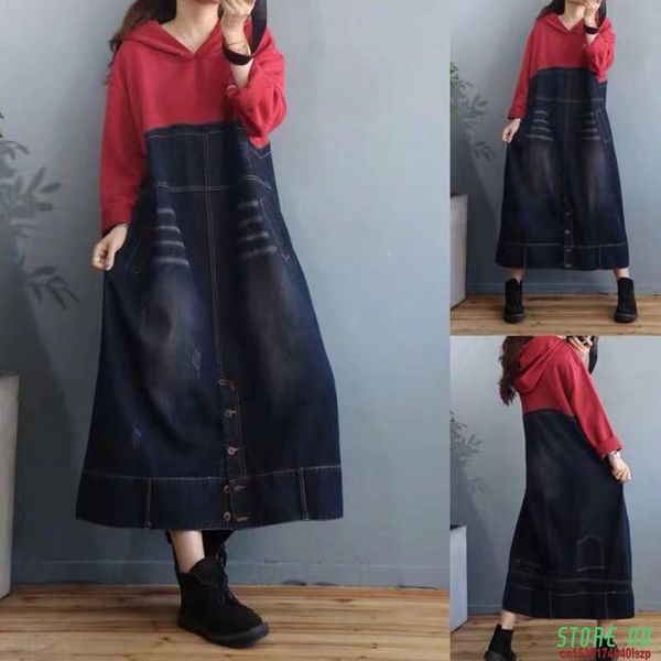 casual dresses patchwork hooded denim dress women spring autumn plus size long sleeve party cowboy oversize baggy pockets vintage, Black;gray
casual dresses patchwork hooded denim dress women spring autumn plus size long sleeve party cowboy oversize baggy pockets vintage, Black;gray