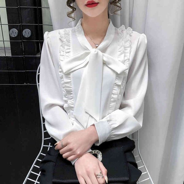 blouses women elegant ruffles bow long chiffon shirts mint green loose sleeved blouses, White
blouses women elegant ruffles bow long chiffon shirts mint green loose sleeved blouses, White
