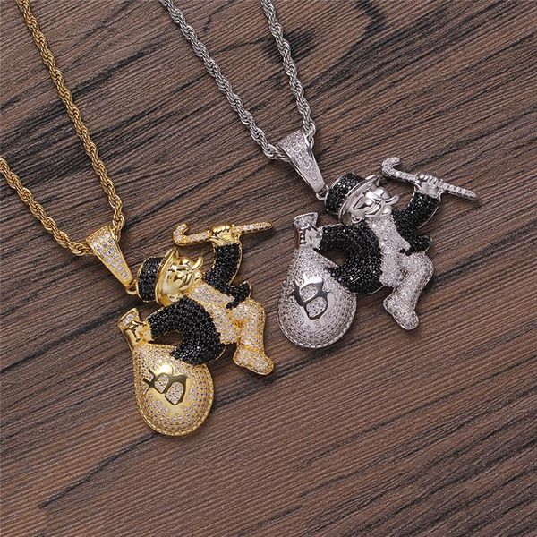 hip hop clown with money bag pendants brass cartoon character necklace iced out cubic zircon men's rapper jewelry pendant neckl, Silver
hip hop clown with money bag pendants brass cartoon character necklace iced out cubic zircon men's rapper jewelry pendant neckl, Silver