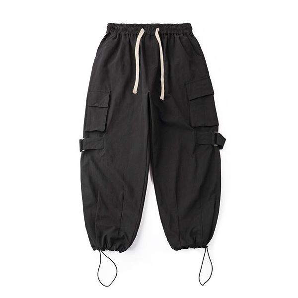 men multi pocket elastic waist drawstring feet wide leg casual cargo pants male women streetwear hip hop harem trousers men's, Black
men multi pocket elastic waist drawstring feet wide leg casual cargo pants male women streetwear hip hop harem trousers men's, Black