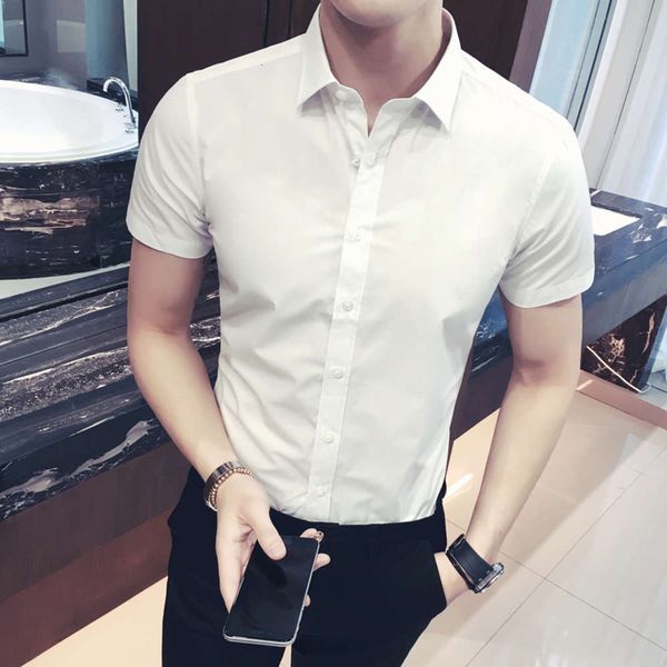 men's casual shirts summer white men's short solid color korean slim fit business casual professional half sleeve formal man shirt, White;black
men's casual shirts summer white men's short solid color korean slim fit business casual professional half sleeve formal man shirt, White;black