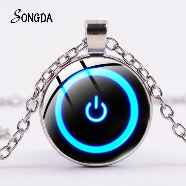 Computer Button Pendant Necklace Power Switch Pattern Art Glass Crystal Choker For Women Men Jewelry Gift Accessories Necklaces, Silver
Computer Button Pendant Necklace Power Switch Pattern Art Glass Crystal Choker For Women Men Jewelry Gift Accessories Necklaces, Silver