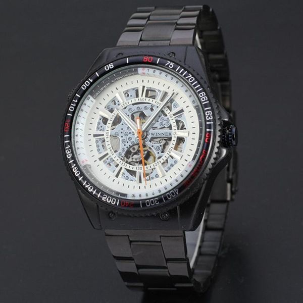 classic luxury winner black big case automatic mechanical glass stainless steel men watch clock wristwatches, Slivery;brown
classic luxury winner black big case automatic mechanical glass stainless steel men watch clock wristwatches, Slivery;brown