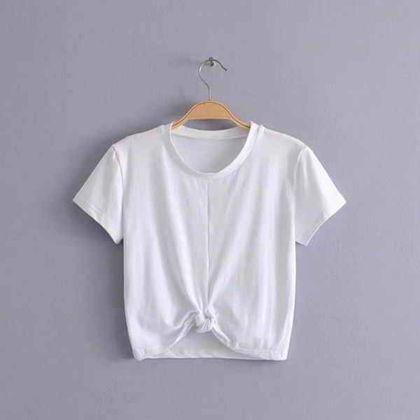 women's t-shirt summer short women t shirt tight hem and knotted umbilical o-neck ladies tee harajuku solid color kawaii clothes, White
women's t-shirt summer short women t shirt tight hem and knotted umbilical o-neck ladies tee harajuku solid color kawaii clothes, White