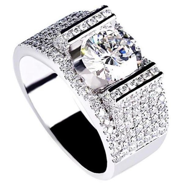 1ct choucong brand wedding band rings luxury jewelry sparkling 925 sterling silver round cut white z cz moissanite diamond gemstones male ri