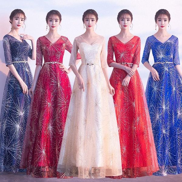 ethnic clothing noble v-neck evening dress sparkly stylish party elegant a-line celebrity banquet temperament stage show, Red
ethnic clothing noble v-neck evening dress sparkly stylish party elegant a-line celebrity banquet temperament stage show, Red