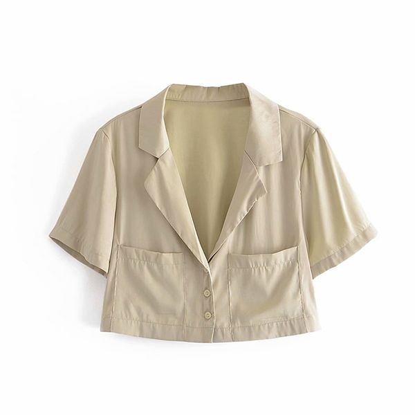 vintage solid flowy cropped shirt women lapel collar short sleeve blouse streetwear summer plus size 210514, White
vintage solid flowy cropped shirt women lapel collar short sleeve blouse streetwear summer plus size 210514, White