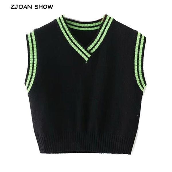 preppy style green strip black knitted sweater vest women 90's vintage korean clothing striped v neck tank y2k knitwear 210429, White;black
preppy style green strip black knitted sweater vest women 90's vintage korean clothing striped v neck tank y2k knitwear 210429, White;black