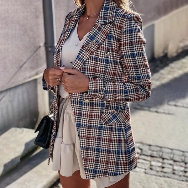 women's suits & blazers novalya casual notched plaid women fashion double breasted jackets elegant long sleeve slim female ladies, White;black
women's suits & blazers novalya casual notched plaid women fashion double breasted jackets elegant long sleeve slim female ladies, White;black