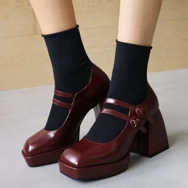 dress shoes autumn students office lady mary jane pumps square toe buckle women chunky heel size 43, Black
dress shoes autumn students office lady mary jane pumps square toe buckle women chunky heel size 43, Black