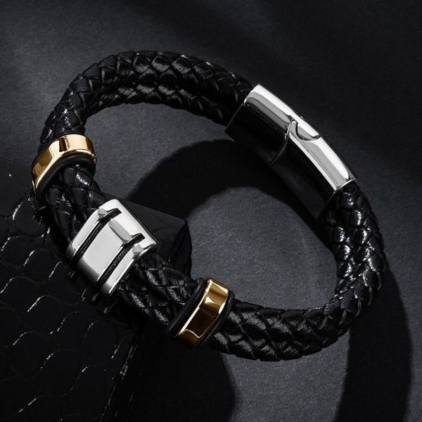charm bracelets classic trend fashion retro magnetic buckle double-layer woven leather men's male student casual sports bracelet, Golden;silver
charm bracelets classic trend fashion retro magnetic buckle double-layer woven leather men's male student casual sports bracelet, Golden;silver