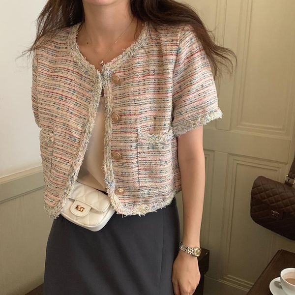 women's jackets spring summer 2021 korean version fashion retro casual short temperament single breasted tweed sleeve cardigan, Black;brown
women's jackets spring summer 2021 korean version fashion retro casual short temperament single breasted tweed sleeve cardigan, Black;brown