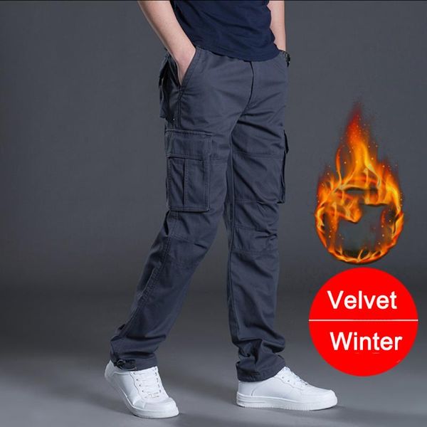 men's pants winter overalls plus velvet thickened multi-pocket loose straight large size casual, Black
men's pants winter overalls plus velvet thickened multi-pocket loose straight large size casual, Black