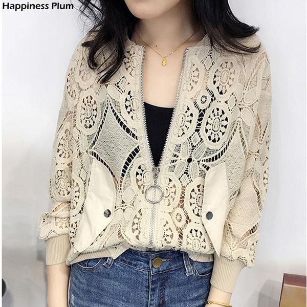 women's jackets women long sleeve lace embroidery hollow out jacket korean fashion short outwear white bomber sunproof coat, Black;brown
women's jackets women long sleeve lace embroidery hollow out jacket korean fashion short outwear white bomber sunproof coat, Black;brown