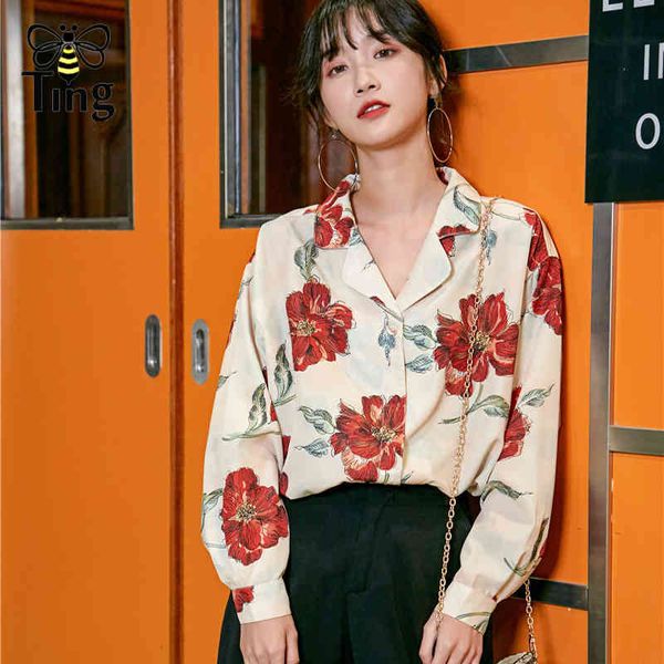 women spring summer flower print button up street casual blouses retro fashion floral female shirts blusas moda 210513, White
women spring summer flower print button up street casual blouses retro fashion floral female shirts blusas moda 210513, White