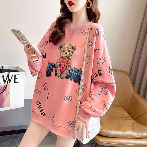 women hoodie 2021 fashion autumn winter oversize kawaii bear print hoodies korean long sleeve pink sweatshirt female polerones woman, Black
women hoodie 2021 fashion autumn winter oversize kawaii bear print hoodies korean long sleeve pink sweatshirt female polerones woman, Black