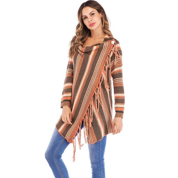 women's sweaters sagace sweater women stripes poncho fall tassels slash gradient shawl hem fringe loose chompas para mujer de invierno, White;black
women's sweaters sagace sweater women stripes poncho fall tassels slash gradient shawl hem fringe loose chompas para mujer de invierno, White;black