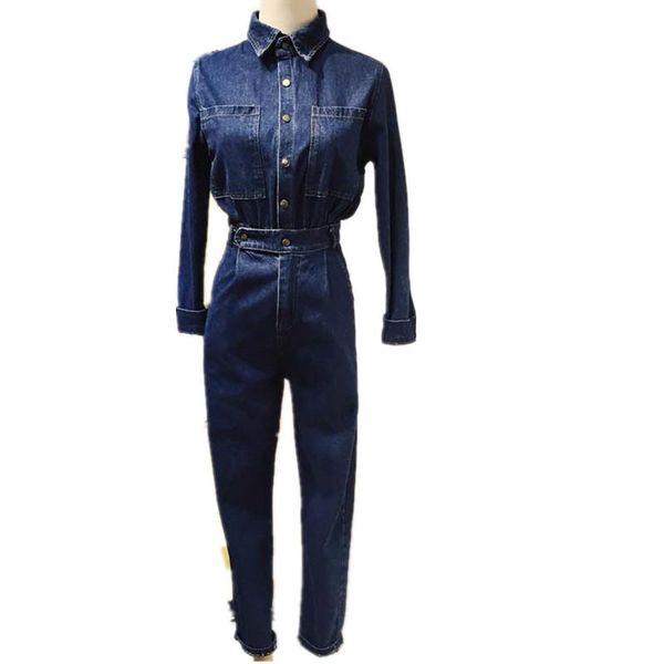 women's jumpsuits & rompers 2021 elegant safari style denim jumpsuit blue jean pants bodysuit women overalls, Black;white
women's jumpsuits & rompers 2021 elegant safari style denim jumpsuit blue jean pants bodysuit women overalls, Black;white