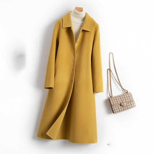 women's wool & blends autumn 100% pure jacket female fashion waist double-sided woolen overcoat medium-length slim woolan outerwear, Black
women's wool & blends autumn 100% pure jacket female fashion waist double-sided woolen overcoat medium-length slim woolan outerwear, Black