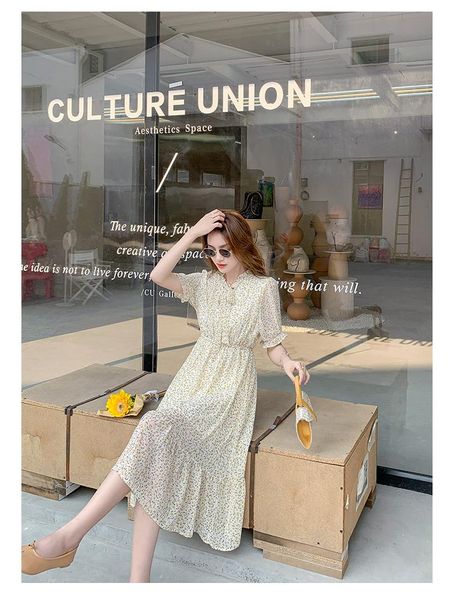 casual dresses summer 2021 short sleeve korean version small floral dress chiffon midi skirt, Black;gray
casual dresses summer 2021 short sleeve korean version small floral dress chiffon midi skirt, Black;gray