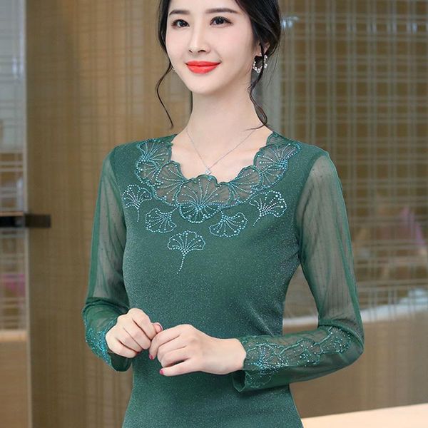 women's t-shirt 2021 spring autumn long sleeve mesh fashion embroidered diamond shirt -4xl plus size women clothes blusas, White
women's t-shirt 2021 spring autumn long sleeve mesh fashion embroidered diamond shirt -4xl plus size women clothes blusas, White