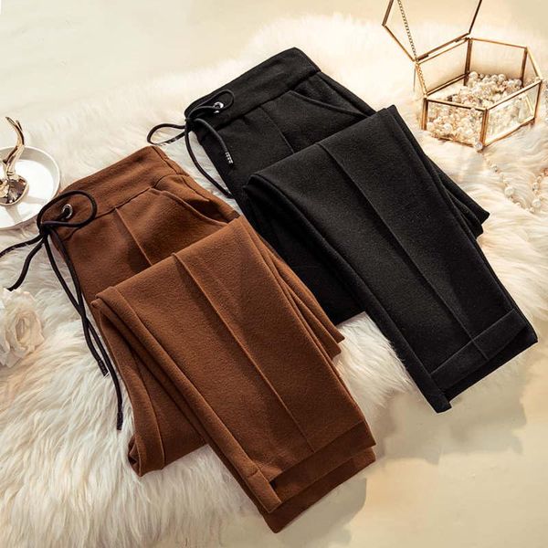 women's pants & capris plus size 4xl thick woolen harem women drawstring waist warm autumn winter casual wool sweatpants c6034, Black;white
women's pants & capris plus size 4xl thick woolen harem women drawstring waist warm autumn winter casual wool sweatpants c6034, Black;white