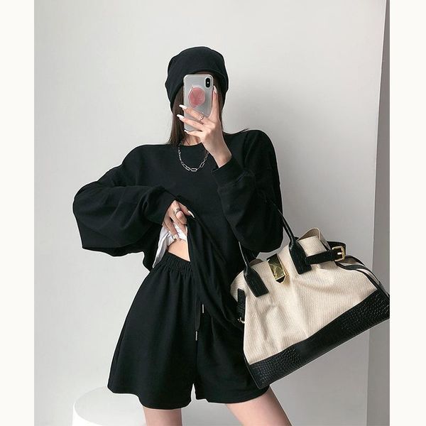 black suit oversized sets o neck hoodies sweatshirt shorts pants suits streetwear 2021 spring summer two piece women's tracksuits, Gray
black suit oversized sets o neck hoodies sweatshirt shorts pants suits streetwear 2021 spring summer two piece women's tracksuits, Gray