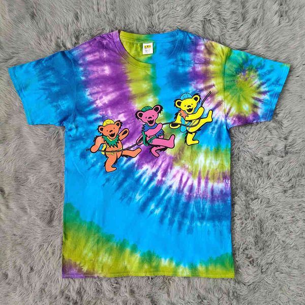 men's t-shirts tie-dye three little print bears t-shirt for women oversize tee hara juku clothes, White;black
men's t-shirts tie-dye three little print bears t-shirt for women oversize tee hara juku clothes, White;black
