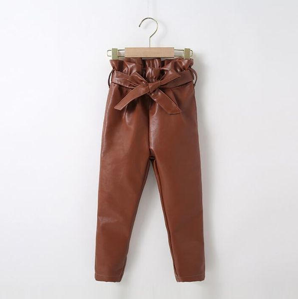 

Great Quality Autumn Winter Baby Girls Leather Pants Kids Pu Casual Trousers Children Leisure Long Pant Trouser 2-7 Years, Brown orange
