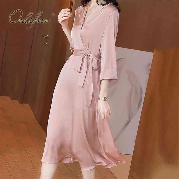 spring autumn women silk satin dress belted tunic shiny elegant party midi 210513, Black;gray
spring autumn women silk satin dress belted tunic shiny elegant party midi 210513, Black;gray