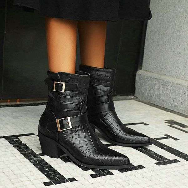 boots european and american pointed belt buckle thick heel high ankle naked personality big size female1, Black
boots european and american pointed belt buckle thick heel high ankle naked personality big size female1, Black