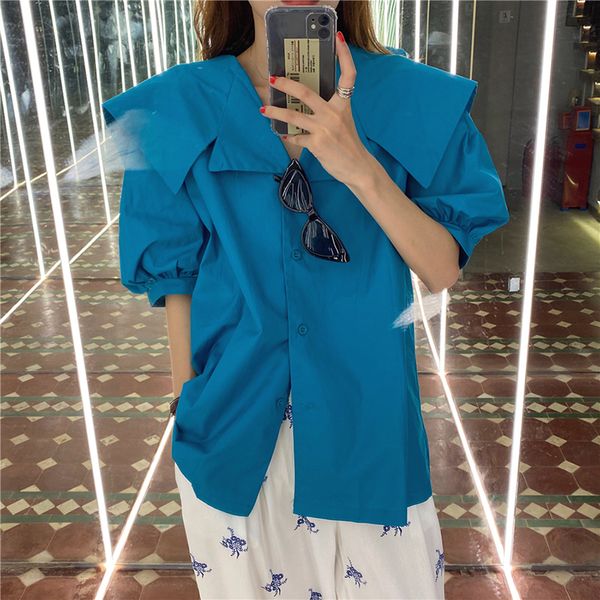 sailor collar shirt white women shirts white blue blouse summer solid short loose style plus size clothing casual top
sailor collar shirt white women shirts white blue blouse summer solid short loose style plus size clothing casual top