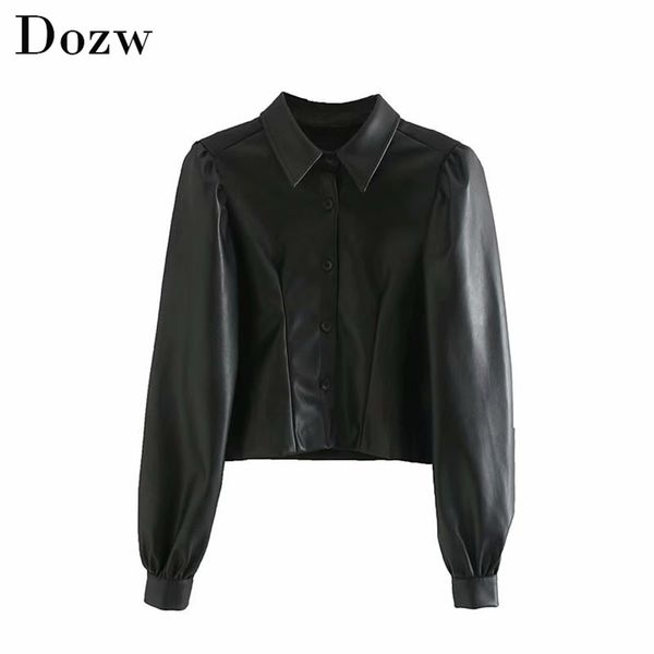 fashion women pu leather black blouse puff long sleeve elegant shirt pleated turn down collar stylish ladies roupa feminina 210515, White
fashion women pu leather black blouse puff long sleeve elegant shirt pleated turn down collar stylish ladies roupa feminina 210515, White