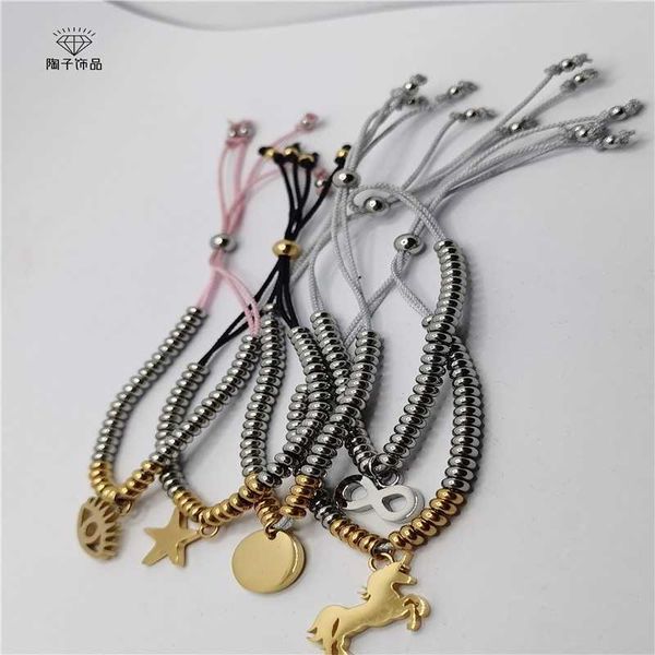 jewelry fashion trend creative titanium steel girls channeling beads mixed color bracelet popular, Black
jewelry fashion trend creative titanium steel girls channeling beads mixed color bracelet popular, Black