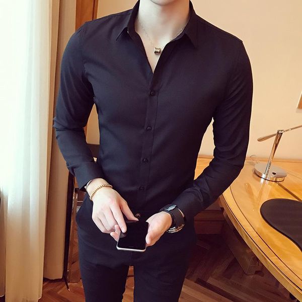 men's dress shirts plain color long sleeve slim fit tuxedo shirt single breasted korean clothes men streetwear workout office formal xx, White;black
men's dress shirts plain color long sleeve slim fit tuxedo shirt single breasted korean clothes men streetwear workout office formal xx, White;black