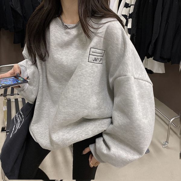 women hoodie qweek korean fashion causal crewneck sweatshirt gray oversized long sleeve letter print female kpop 2021, Black
women hoodie qweek korean fashion causal crewneck sweatshirt gray oversized long sleeve letter print female kpop 2021, Black