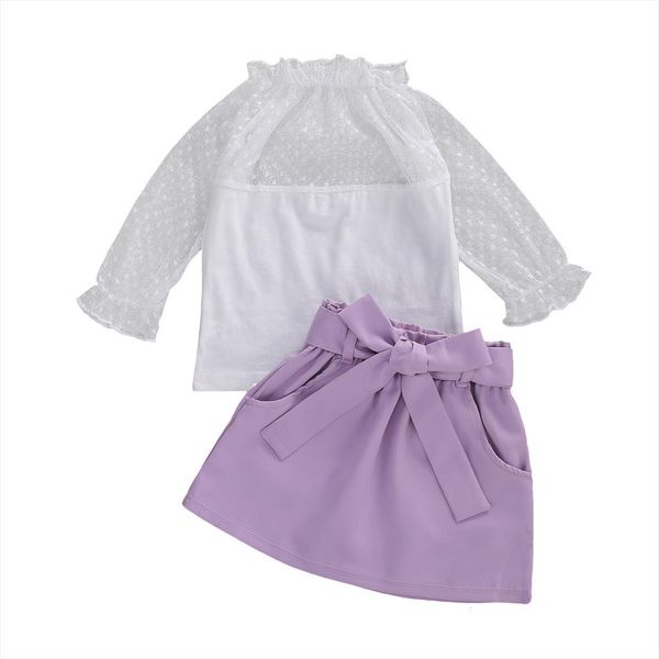 autumn girls clothes sets 2pcs lace ruffles long sleeve white pullover purple a line skirts spring set
autumn girls clothes sets 2pcs lace ruffles long sleeve white pullover purple a line skirts spring set
