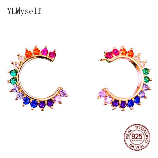 hoop & huggie 13 mm solid real 925 sterling silver half circle earrings with rainbow zircon plated by rose gold color round fine jewelry, Golden;silver
hoop & huggie 13 mm solid real 925 sterling silver half circle earrings with rainbow zircon plated by rose gold color round fine jewelry, Golden;silver