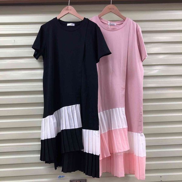women casual pink panelled spliced irreglar fack two robe t-shirt dress o-neck short sleeve loose fashion summer 210510, Black;gray
women casual pink panelled spliced irreglar fack two robe t-shirt dress o-neck short sleeve loose fashion summer 210510, Black;gray