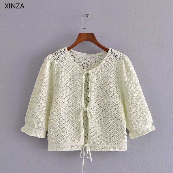women's knits & tees women vintage jacquard cropped knit short sleeve o neck ruffle spring shirt female front ties green knit, White
women's knits & tees women vintage jacquard cropped knit short sleeve o neck ruffle spring shirt female front ties green knit, White