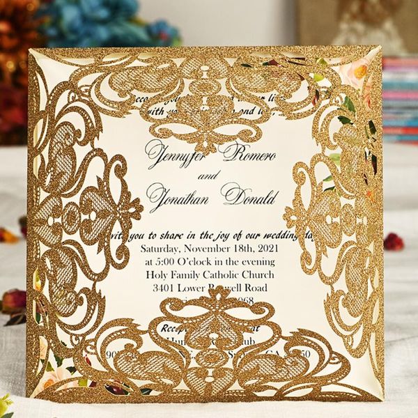 greeting cards wishmade 50pcs glitter wedding invitations with laser cut hollow flower invites for bridal shower party, customized
greeting cards wishmade 50pcs glitter wedding invitations with laser cut hollow flower invites for bridal shower party, customized